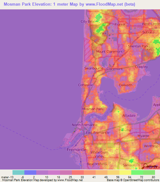 Mosman Park,Australia Elevation Map