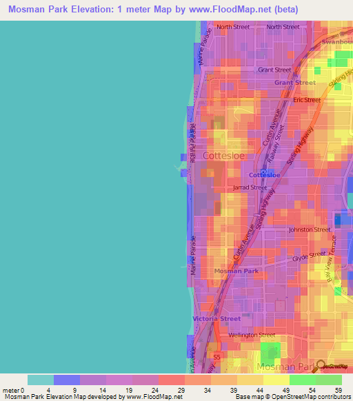 Mosman Park,Australia Elevation Map