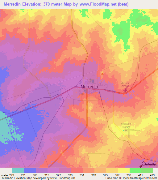 Merredin,Australia Elevation Map