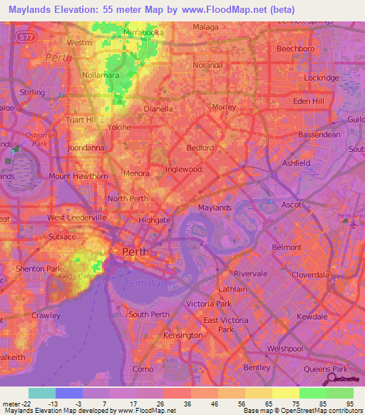 Maylands,Australia Elevation Map