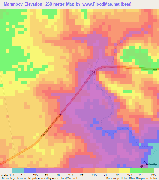 Maranboy,Australia Elevation Map