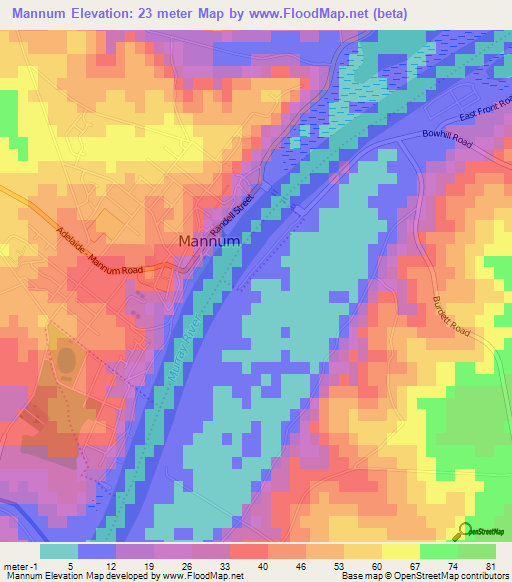 Mannum,Australia Elevation Map