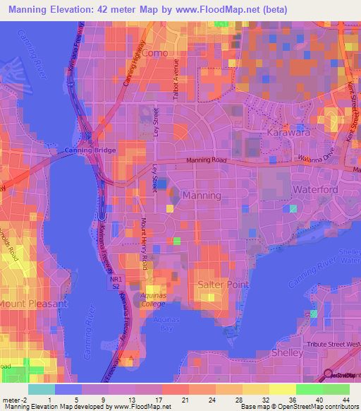Manning,Australia Elevation Map