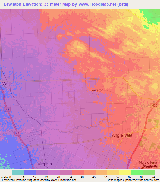 Lewiston,Australia Elevation Map