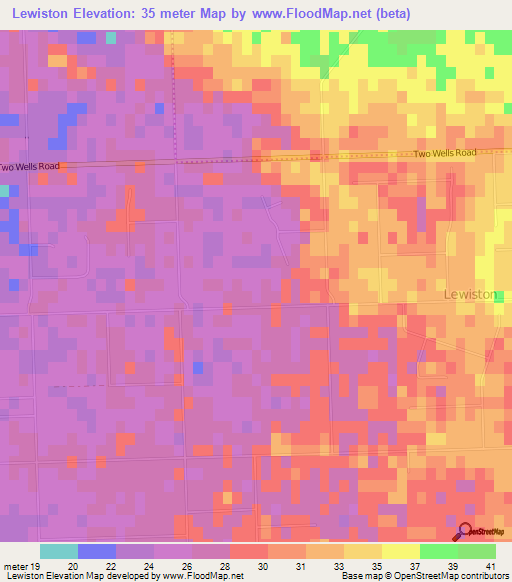 Lewiston,Australia Elevation Map