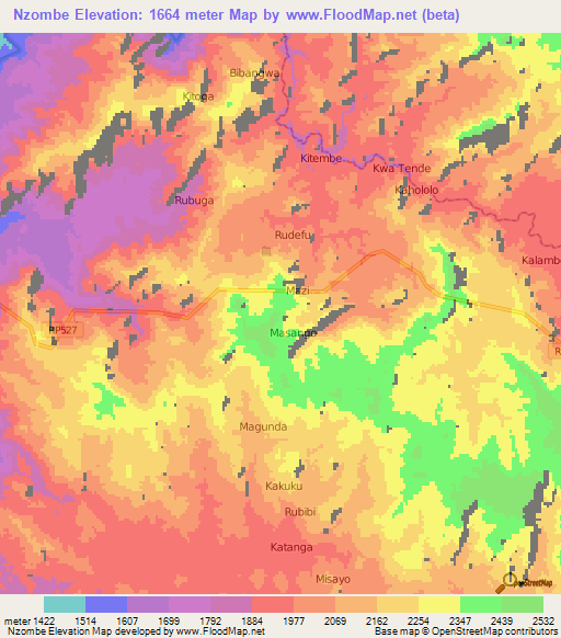 Nzombe,Congo (Kinshasa) Elevation Map