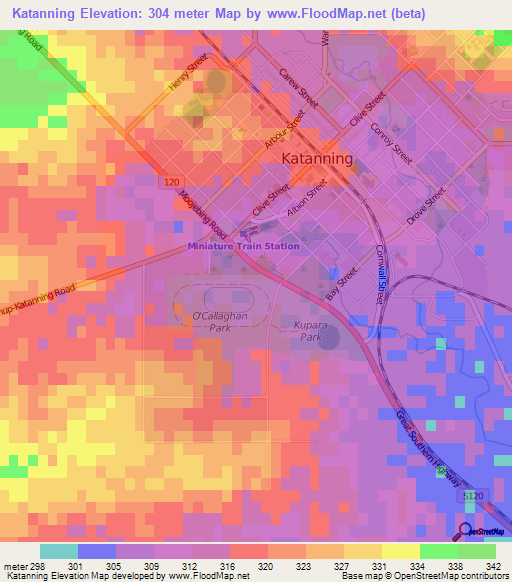 Katanning,Australia Elevation Map