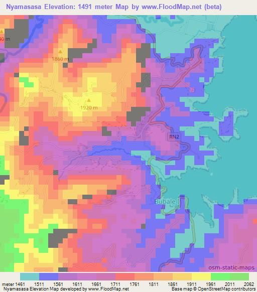 Nyamasasa,Congo (Kinshasa) Elevation Map