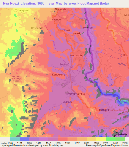 Nya Ngezi,Congo (Kinshasa) Elevation Map