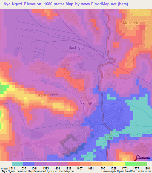 Nya Ngezi,Congo (Kinshasa) Elevation Map