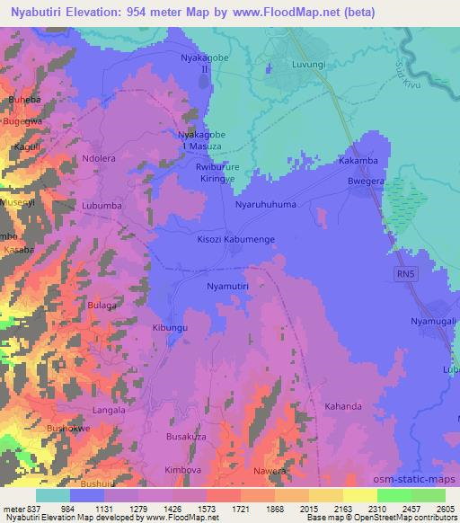 Nyabutiri,Congo (Kinshasa) Elevation Map