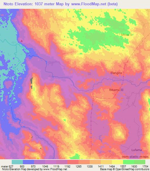 Ntoto,Congo (Kinshasa) Elevation Map