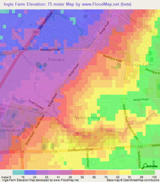 Ingle Farm,Australia Elevation Map