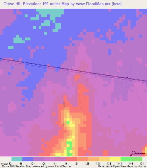 Grove Hill,Australia Elevation Map