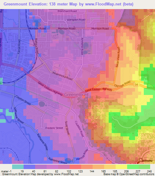 Greenmount,Australia Elevation Map