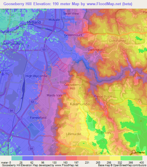 Gooseberry Hill,Australia Elevation Map