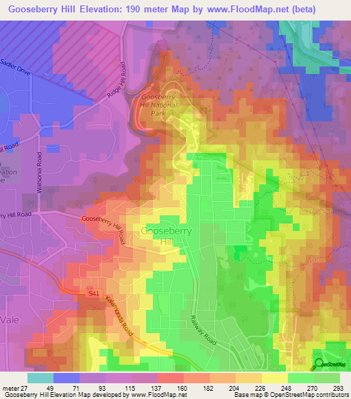 Gooseberry Hill,Australia Elevation Map