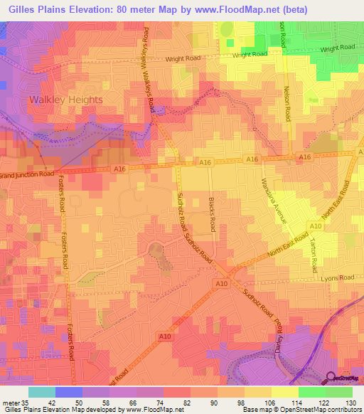 Gilles Plains,Australia Elevation Map