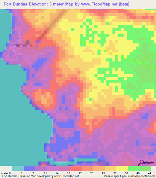 Fort Dundas,Australia Elevation Map