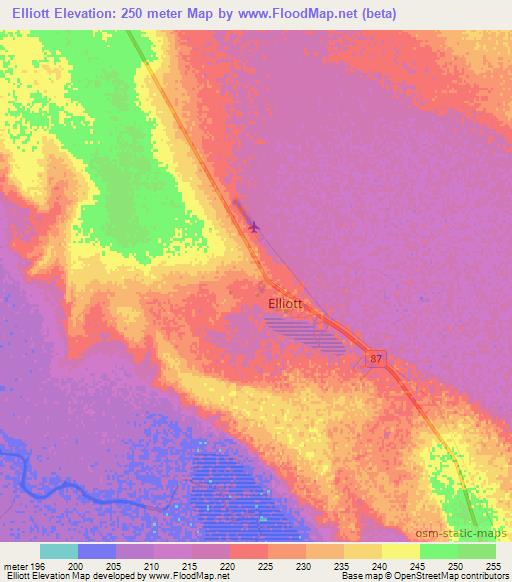 Elliott,Australia Elevation Map