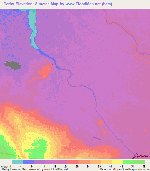 Derby,Australia Elevation Map