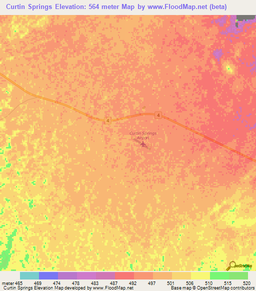 Curtin Springs,Australia Elevation Map