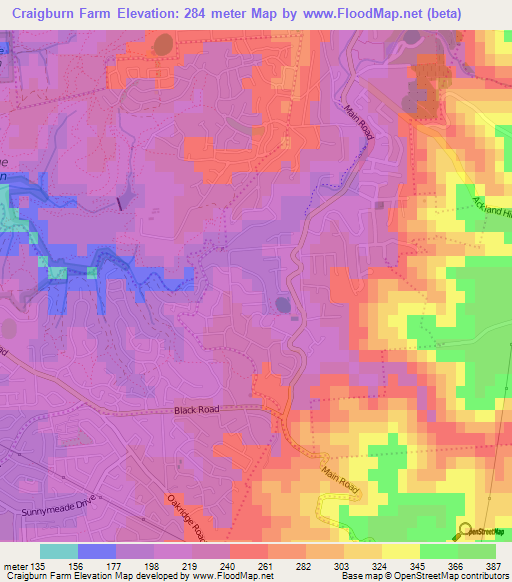 Craigburn Farm,Australia Elevation Map
