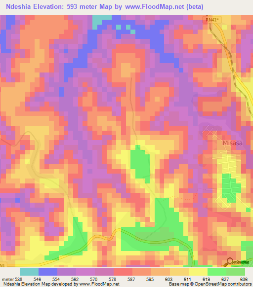 Ndeshia,Congo (Kinshasa) Elevation Map