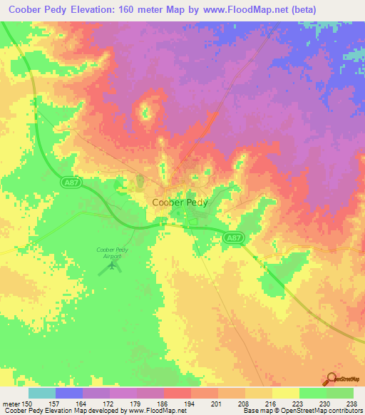 Coober Pedy,Australia Elevation Map