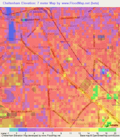 Cheltenham,Australia Elevation Map