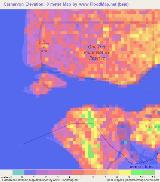 Carnarvon,Australia Elevation Map