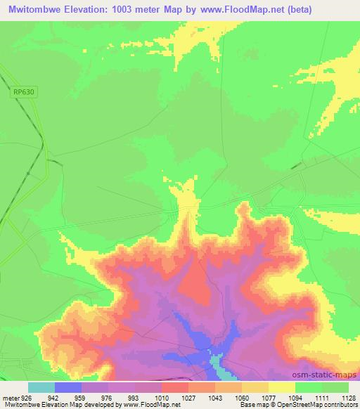 Mwitombwe,Congo (Kinshasa) Elevation Map