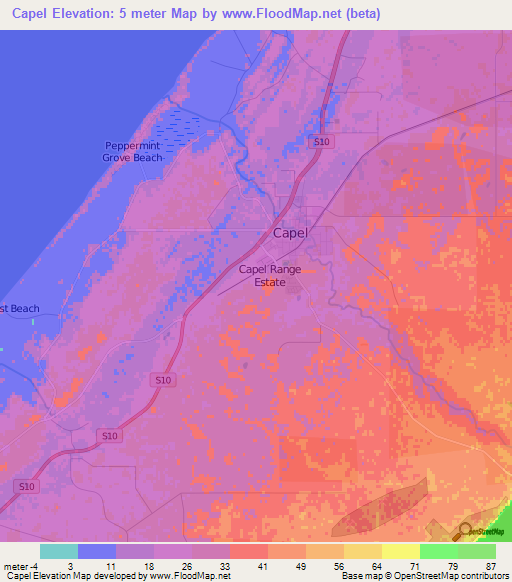 Capel,Australia Elevation Map