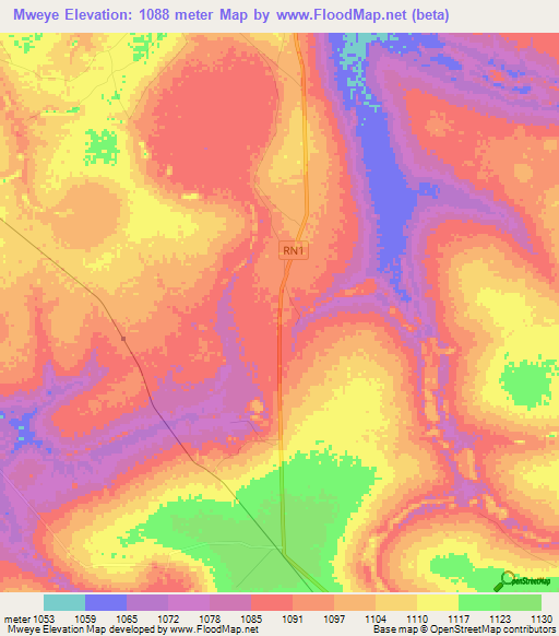 Mweye,Congo (Kinshasa) Elevation Map