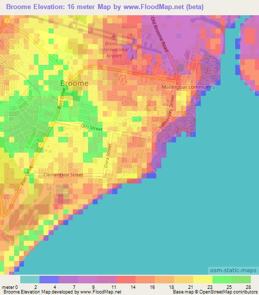 Broome,Australia Elevation Map