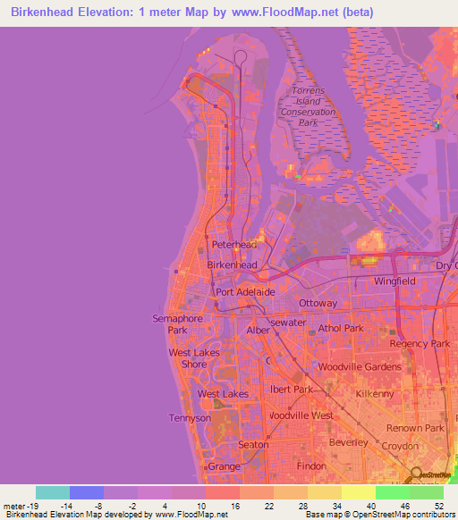 Birkenhead,Australia Elevation Map