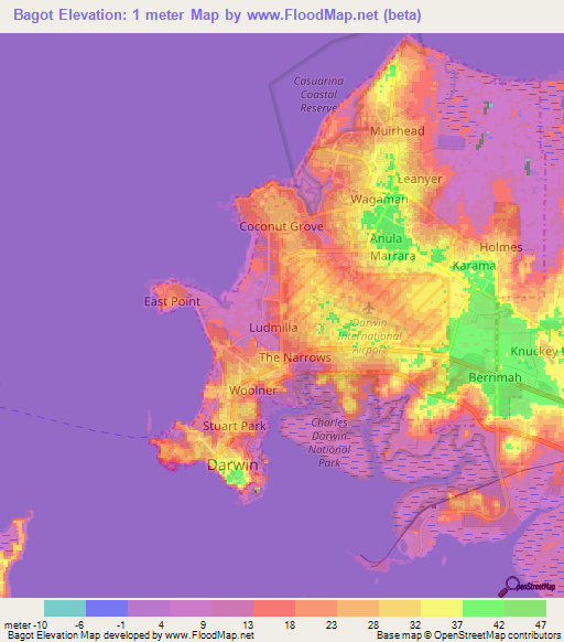 Bagot,Australia Elevation Map