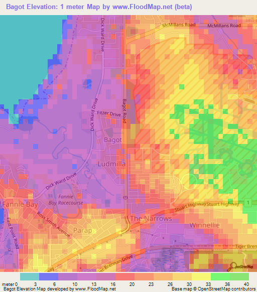 Bagot,Australia Elevation Map