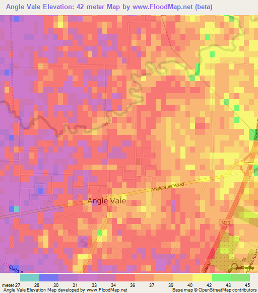 Angle Vale,Australia Elevation Map