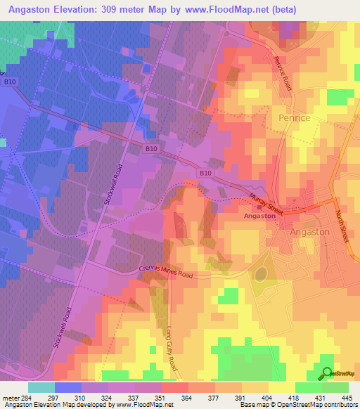 Angaston,Australia Elevation Map