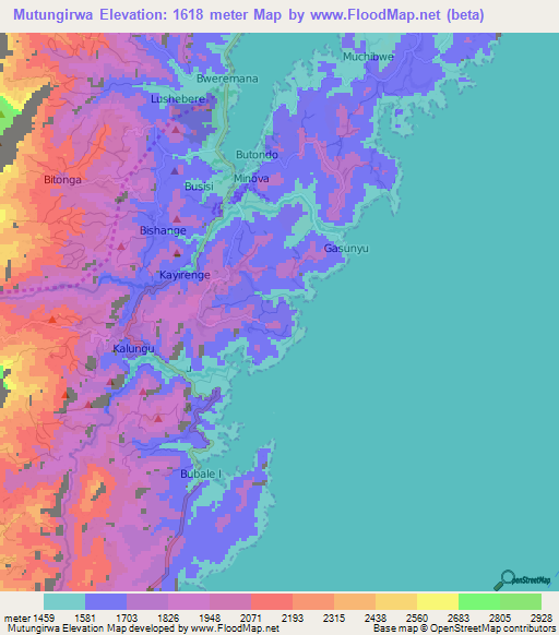 Mutungirwa,Congo (Kinshasa) Elevation Map