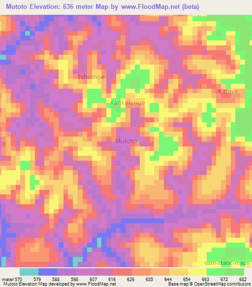Mutoto,Congo (Kinshasa) Elevation Map