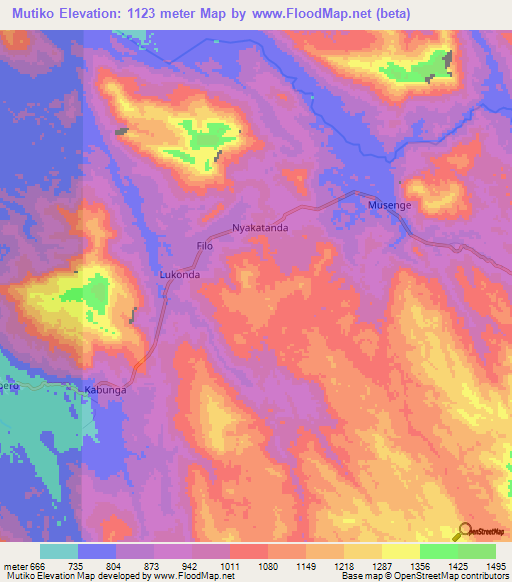 Mutiko,Congo (Kinshasa) Elevation Map