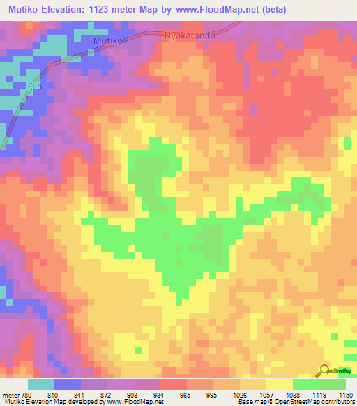 Mutiko,Congo (Kinshasa) Elevation Map