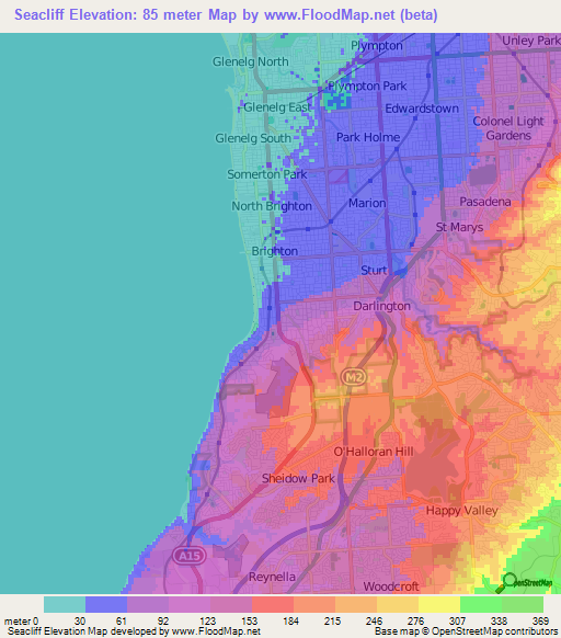 Seacliff,Australia Elevation Map