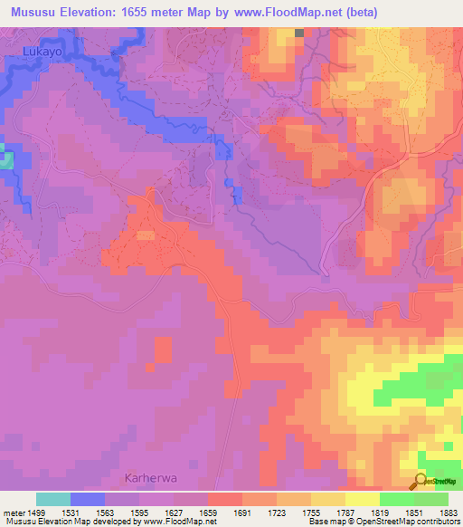 Mususu,Congo (Kinshasa) Elevation Map