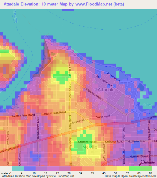 Attadale,Australia Elevation Map