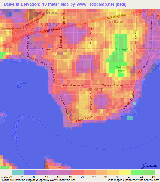 Dalkeith,Australia Elevation Map