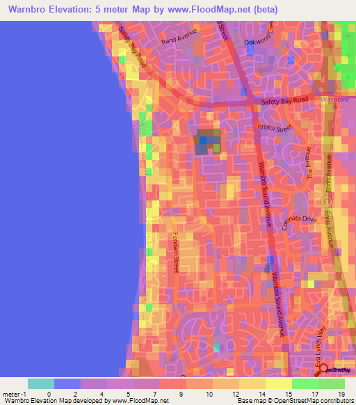 Warnbro,Australia Elevation Map