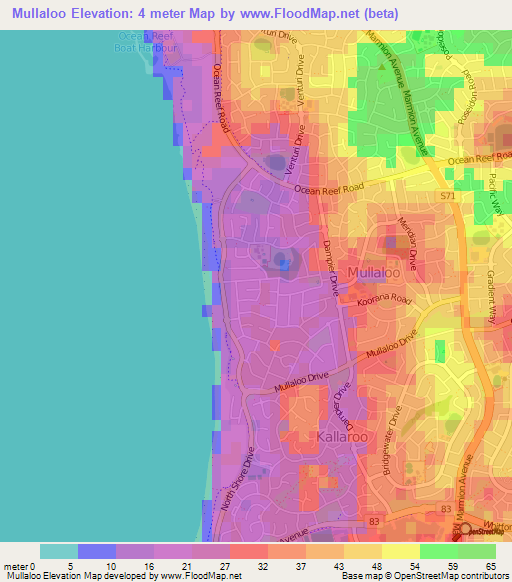 Mullaloo,Australia Elevation Map